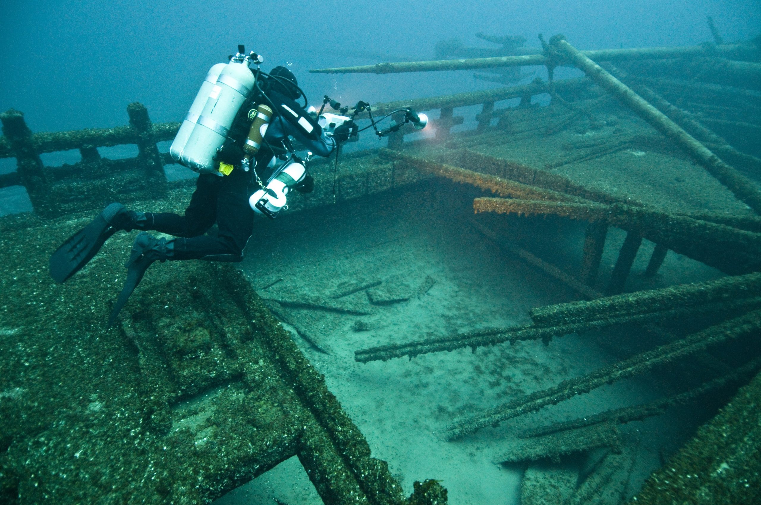 wreckage under water